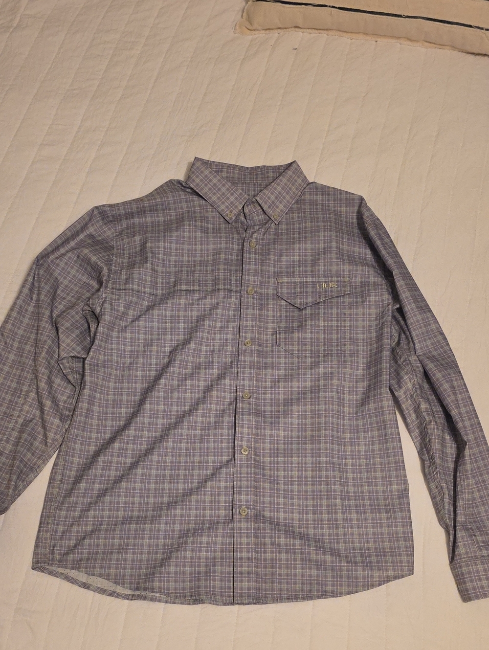 Huk Men's Plaid Long-Sleeve Shirt - Light Green & Gray